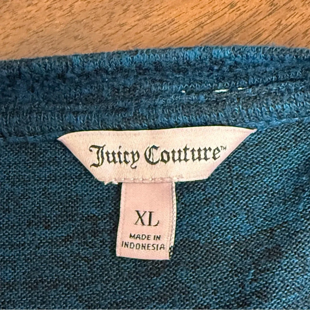 Juicy Couture Teal Sparkle Embellished Top XL Soft Knit Long Sleeve Casual Chic - Picture 7 of 9